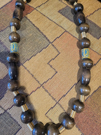 Brass and Wood African Chunky Tribal Mass Necklace