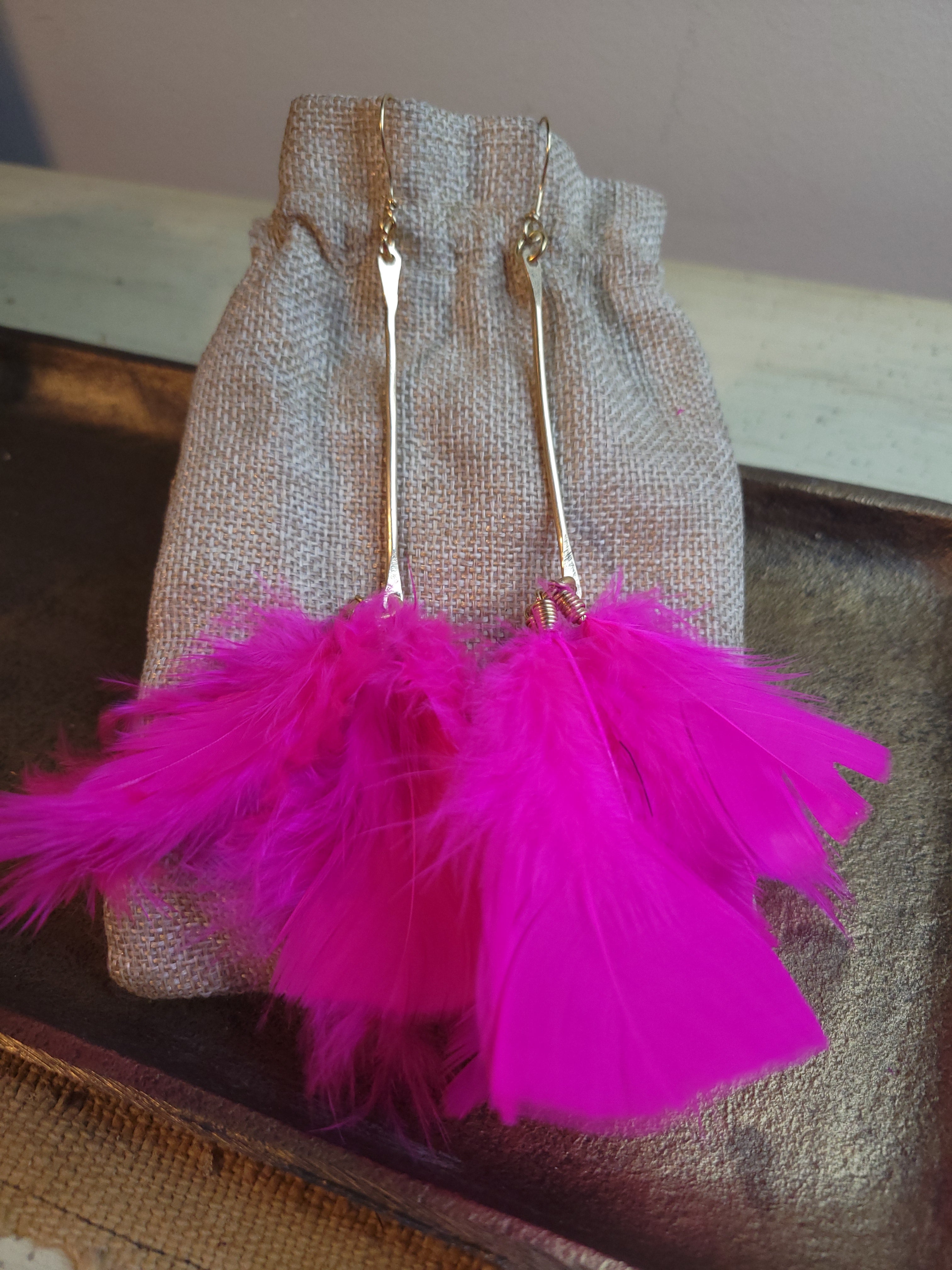 Brass Feather Earrings