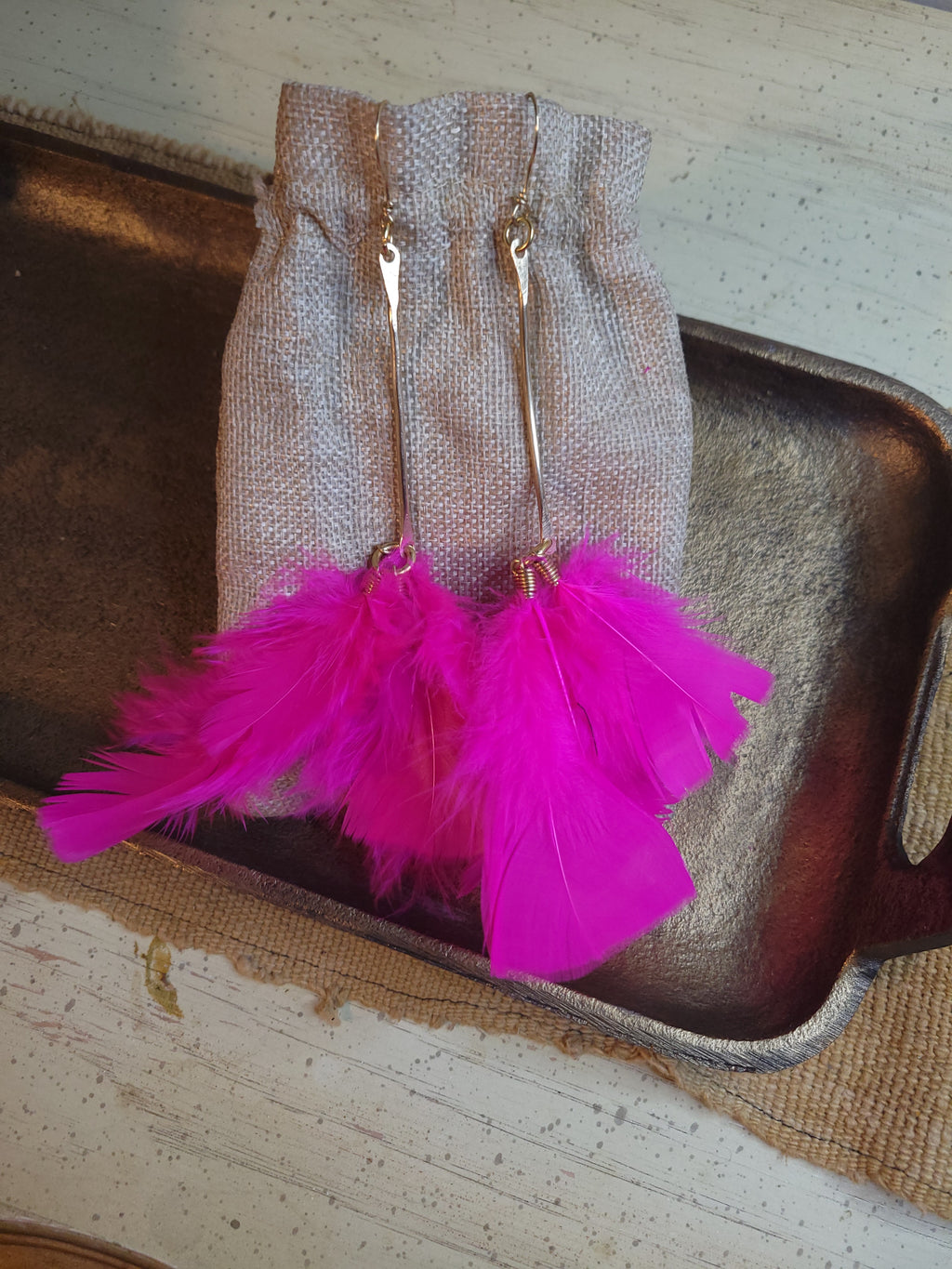 Brass Feather Earrings